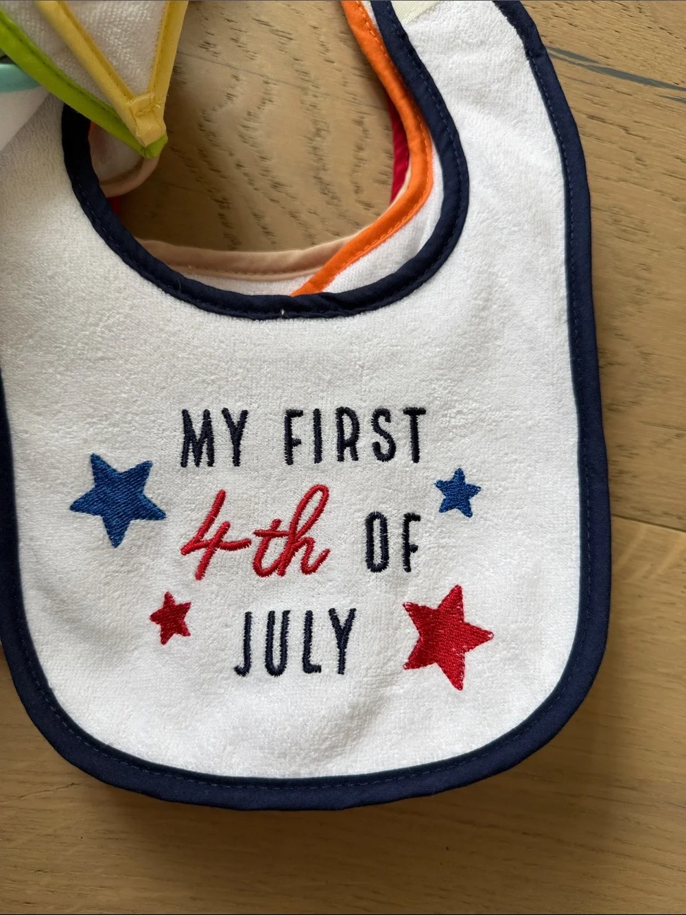 Multi-Color Trim Baby Bib Set - White Bibs with Assorted Edging